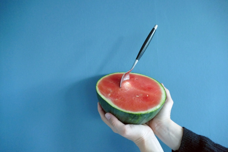 En genialisk, halv vattenmelon