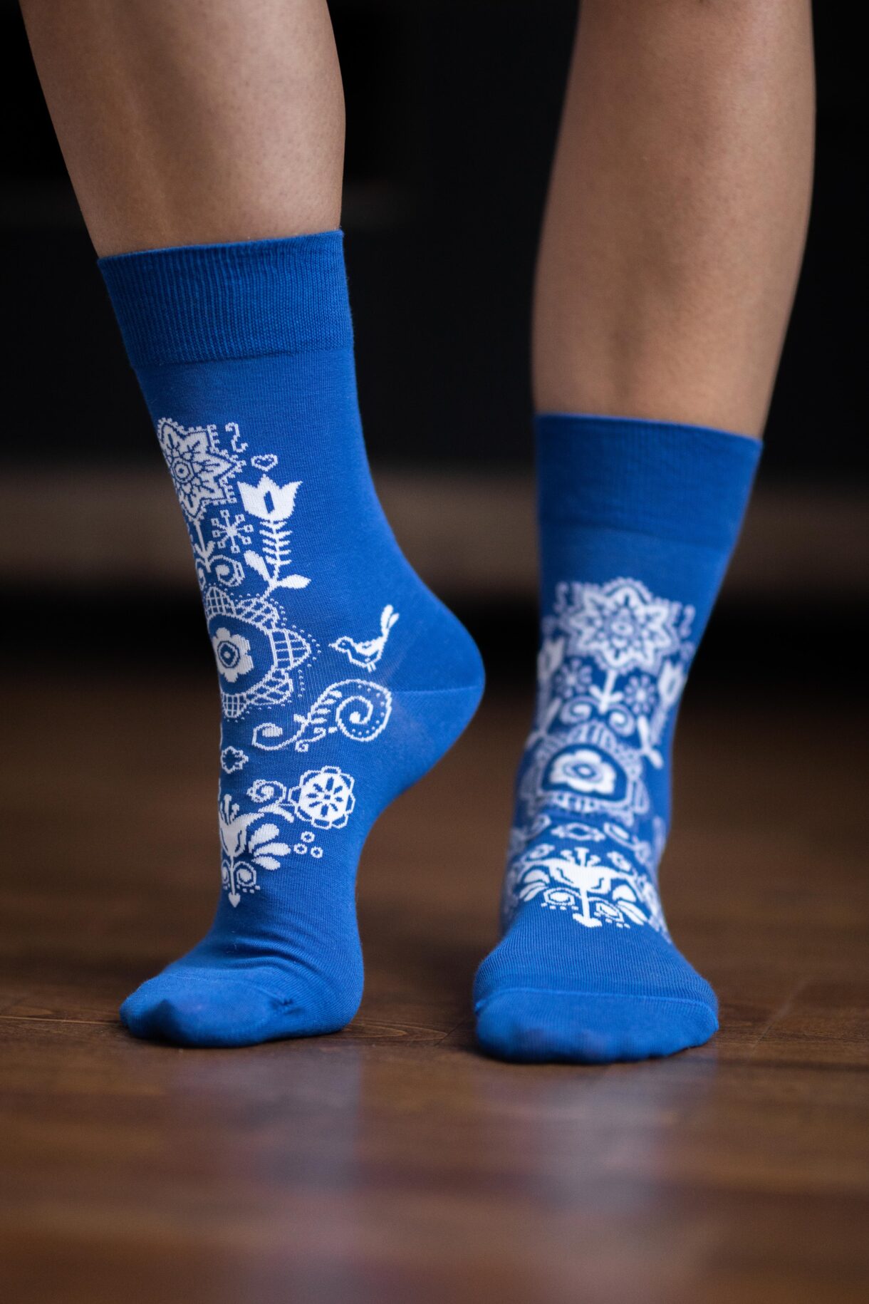 Barefoot Socks - Crew - Folk - Blue - 1